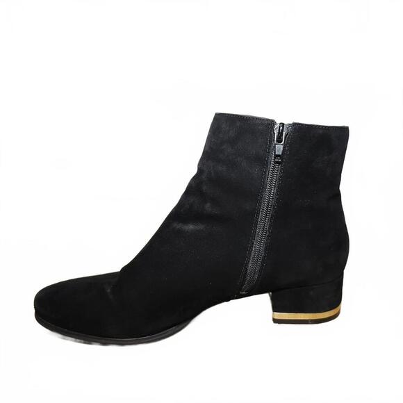 Vaneli Stylish Black Ankle Boots with Gold Accents - Picture 5 of 9